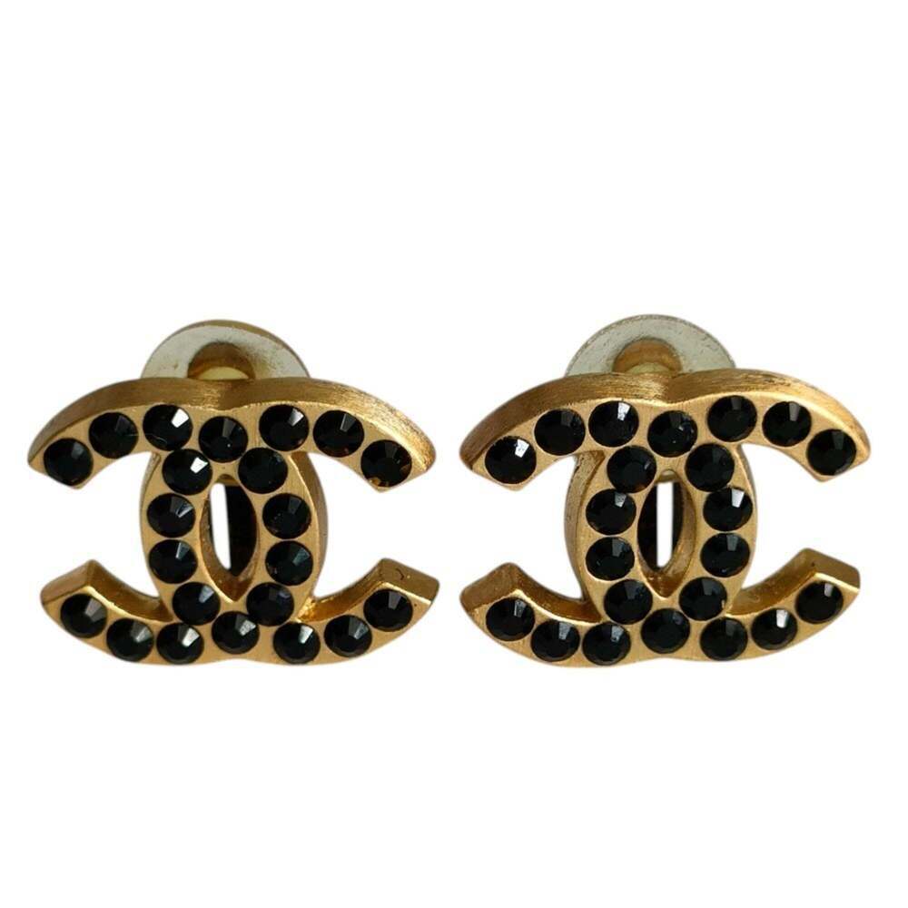 CHANEL Gold Logo Earrings
